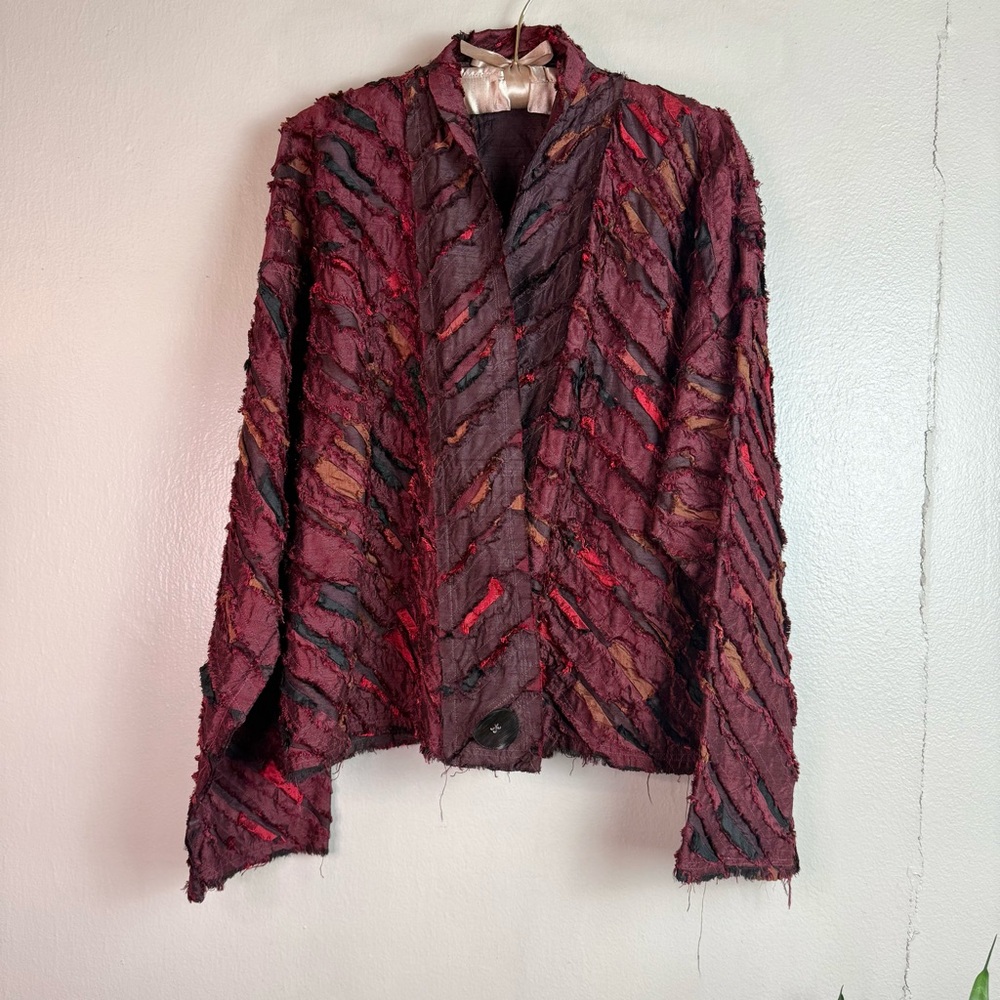 Tim Harding Signed Raw Silk Fiber Art Jacket Sz M